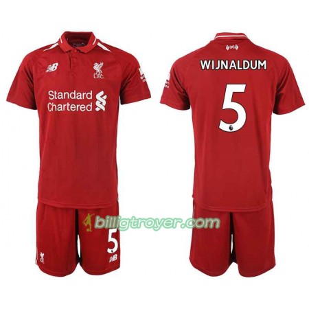 Billige Fotballdrakter Liverpool WIJNALDUM 5 Barn Hjemmedraktsett 2018/19 Kortermet
